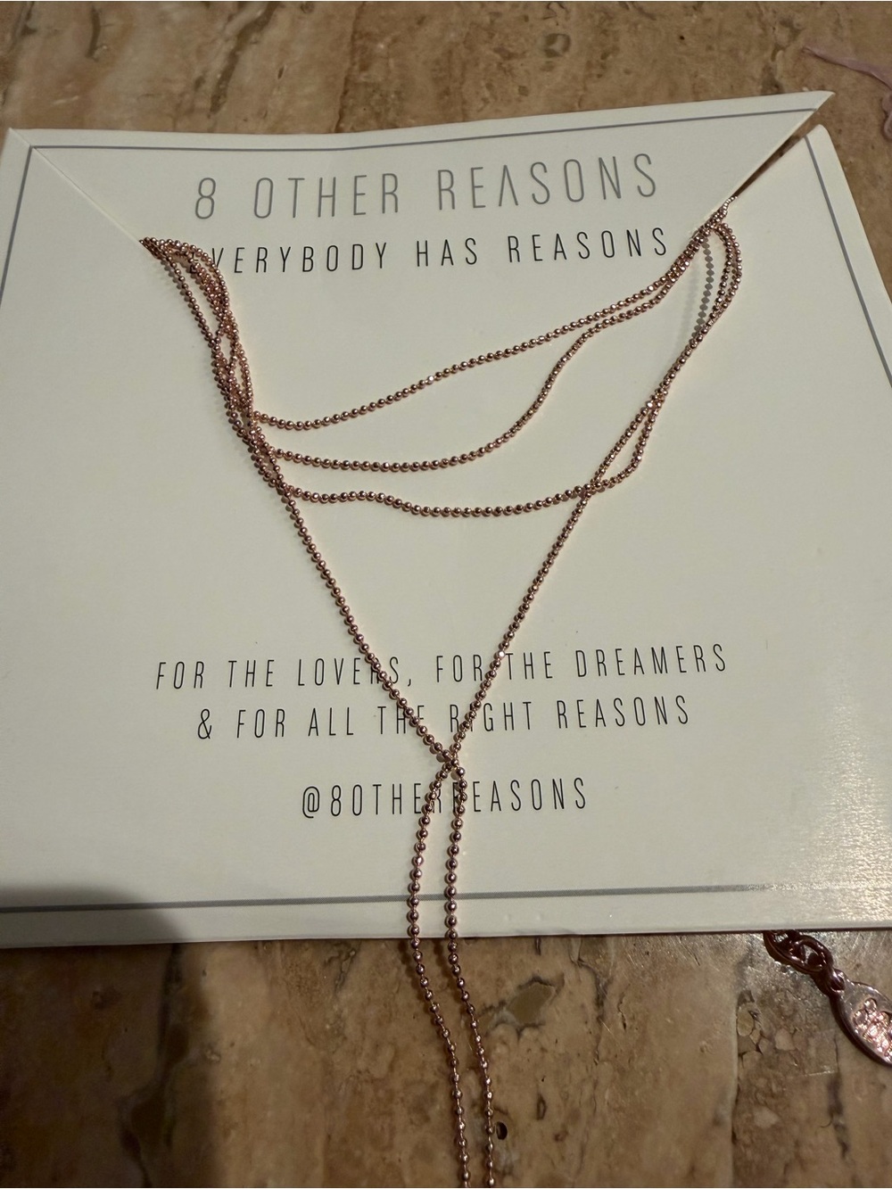 8 Other Reasons Rose Gold Multi-Layer Y Necklace